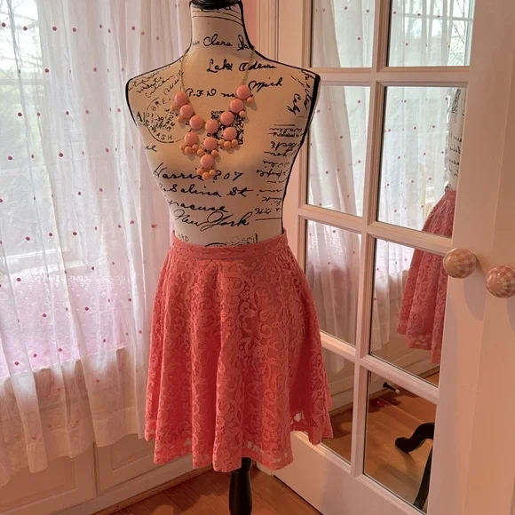 Forever 21 Skirts Lace Skirt Midi Forever Coral Salmon